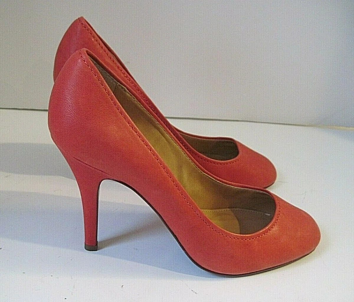 Coral leather pumps clearance
