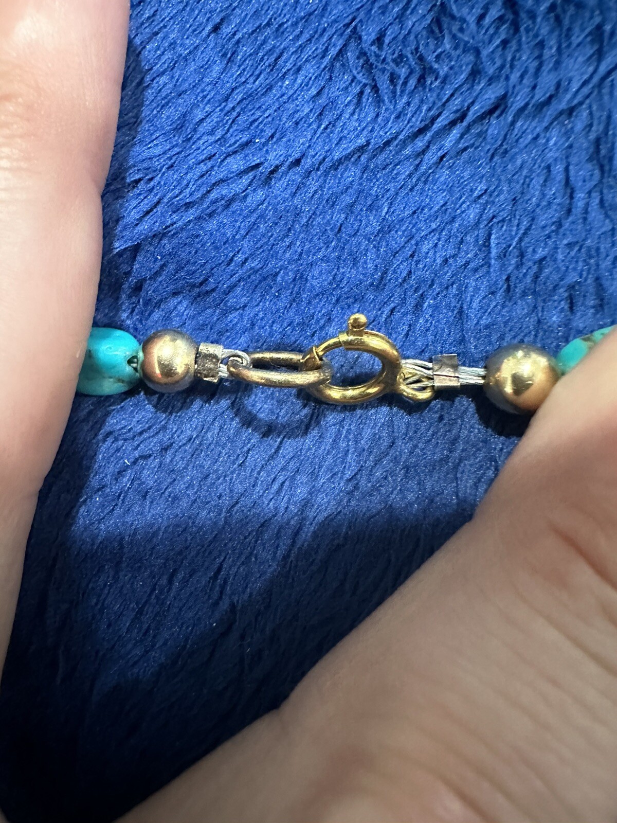 Vtg Handmade Beaded Turquoise Statement Triple St… - image 8