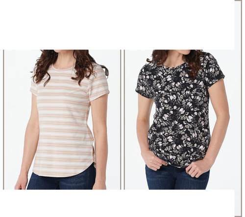 Printed Floral \u0026 Stripe T Shirts Tops 