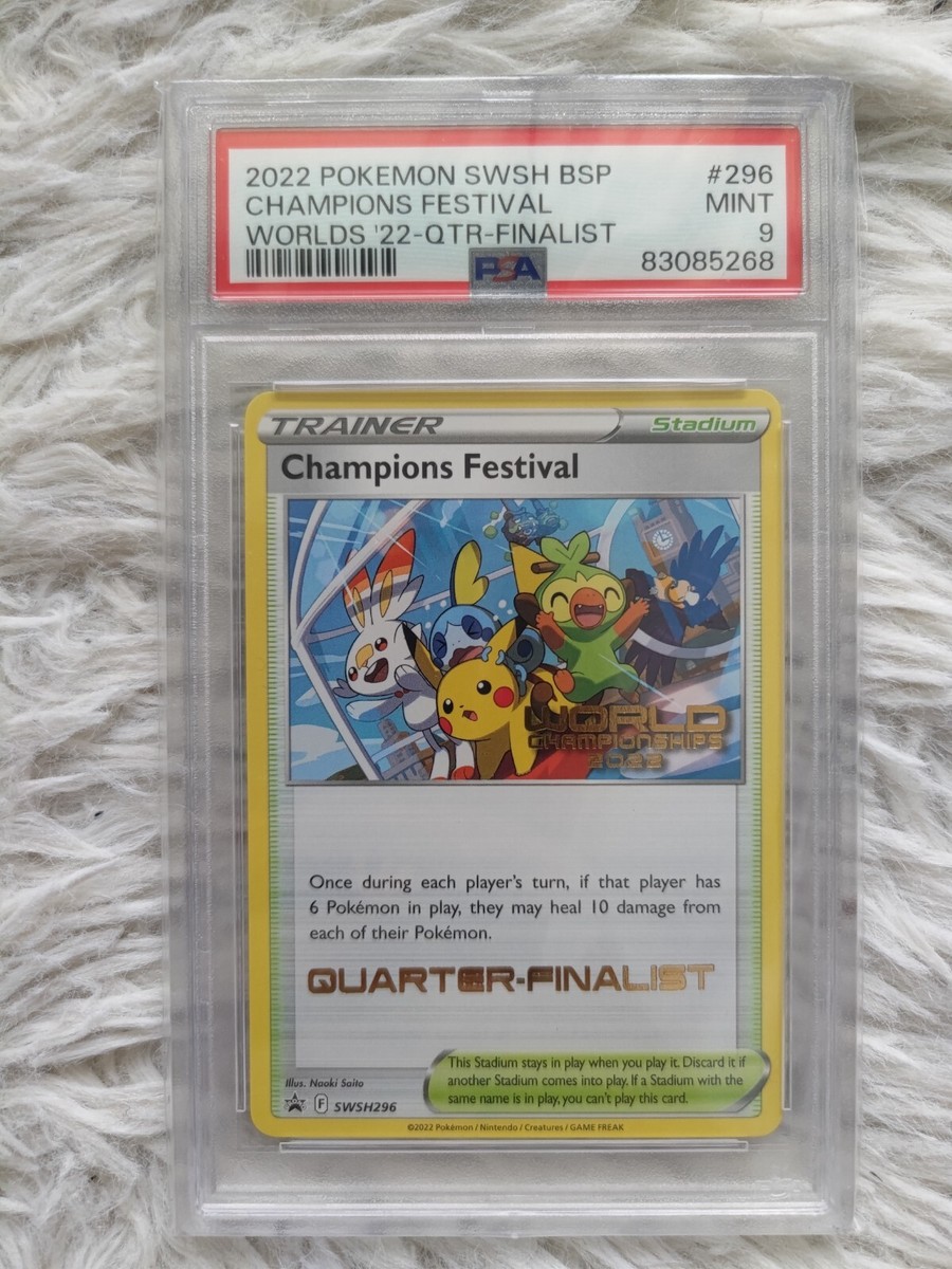 PSA9 Pokemon Champions Festival Quarter-Finalist Stamp Worlds 2022