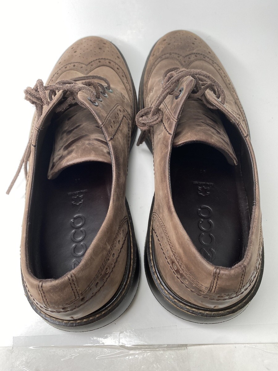 Ecco Mens Sz 12 Lhasa Brogue Wing Tip Leather Oxfords Coffee  display picture 3
