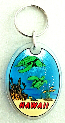 Vintage HAWAII Acrylic Blue Green SEA TURTLES Ocean DOUBLE-SIDED Metal ...