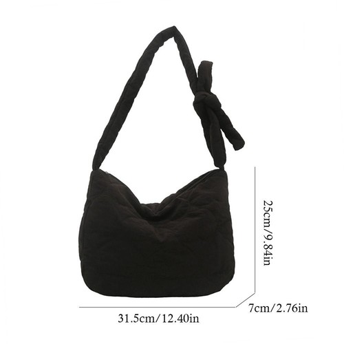 Down Cotton Padded Puffy Handbags Large Capacity Underarm Bags for Women Girls - Picture 2 of 19