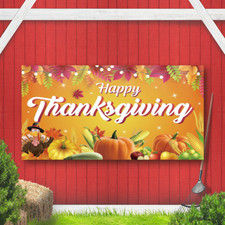 Thanksgiving Party Backdrop - Give Thanks Autumn Pumpkin Theme Studio Background
