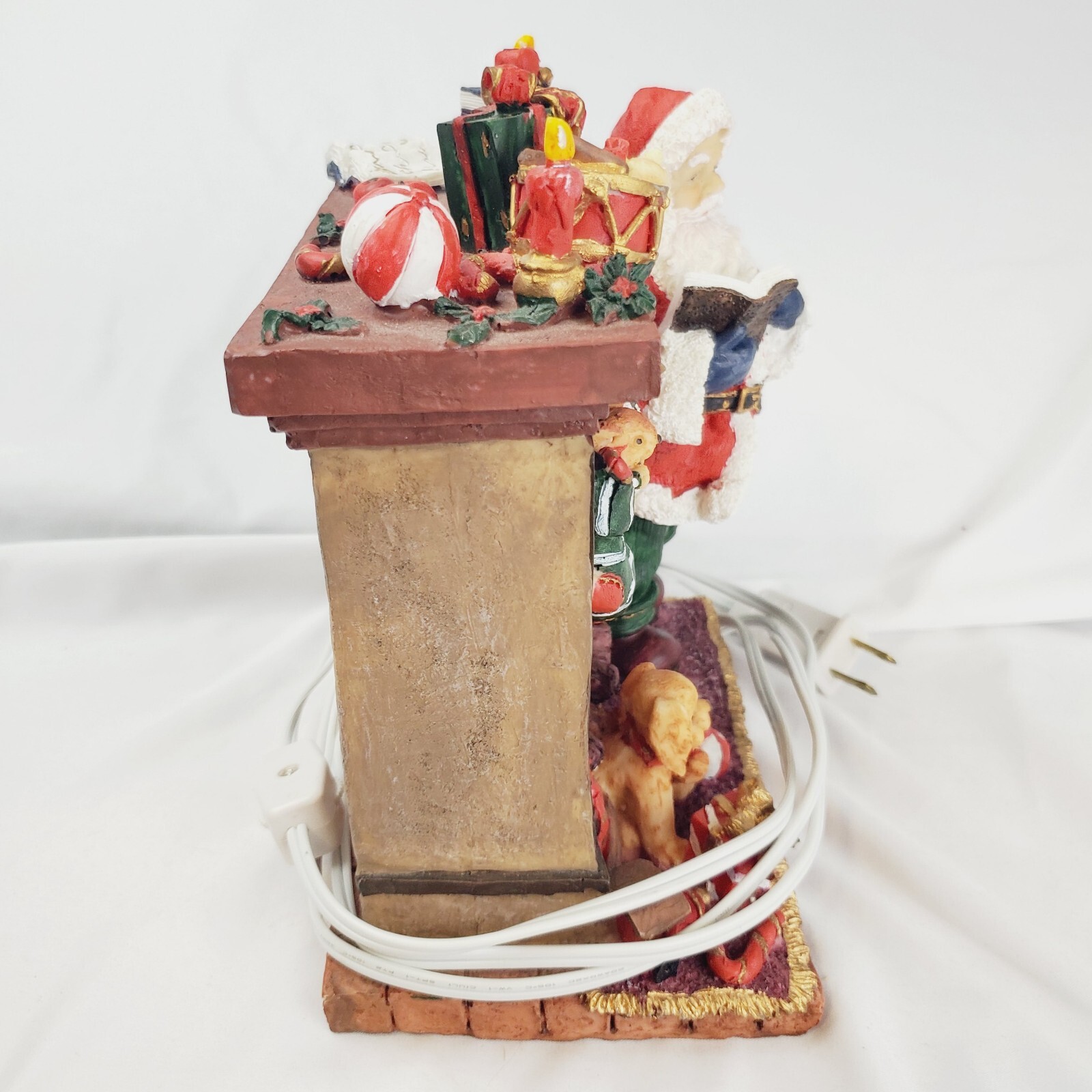 Santa by the Flickering Fire Light Statue Adult's Red 7.5" Home Decor Christmas