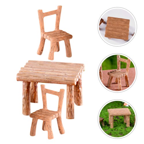 1 Set Dollhouse Miniaturstuhl Tisch Mini Gartenmöbel Mikrolandschaft Möbel - Bild 9 von 12