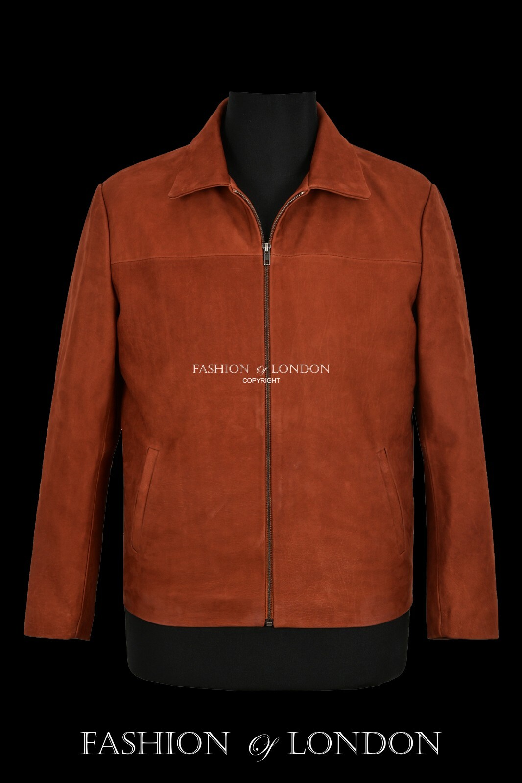 ALTRA Giacca Uomo Pelle Castagno 100% Pelle Nabuk Classica Moda Casual