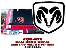 QG-472 DODGE TRUCK - RAM HEAD DECAL STICKER 6.5" TALL - ONE DECAL