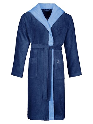Bugatti Herren Bademantel mit Kapuze Stefano Gr. S-XXL in graphit - marine blau