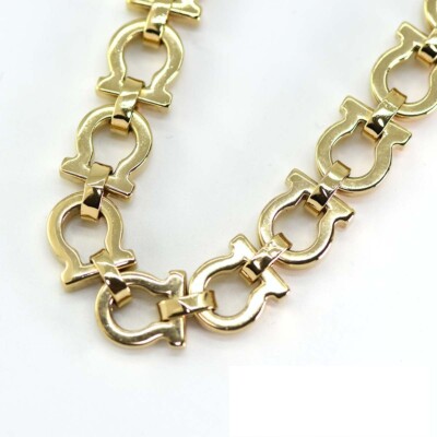 ネックレス・ペンダント FERRAGAMO NECKLACE (760865785164 OROCRYSTAL) Salvatore Ferragamo Necklace AUTH chain Rare Pendant Logo