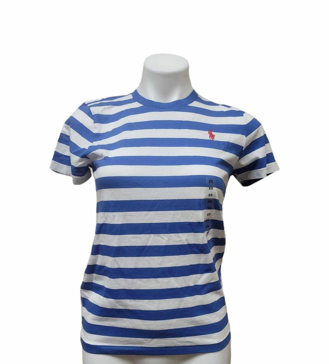 POLO RALPH LAUREN White/Indigo Women's Striped S/S Cotton