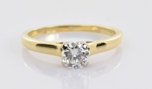 Jabel Diamant Solitär Verlobungsring 18 Karat Gelbgold 0,37 Karat Größe 6