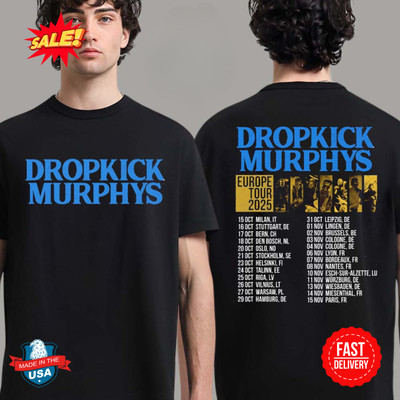 Dropkick Murphys Europe Tour 2025 Autumn Tour Dates Two Sides T-Shirt
