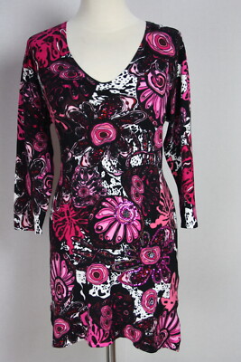 LUXUS Damen Kleid Strickkleid bunt Perlenstickerei Viskose IMAGINI Gr.38
