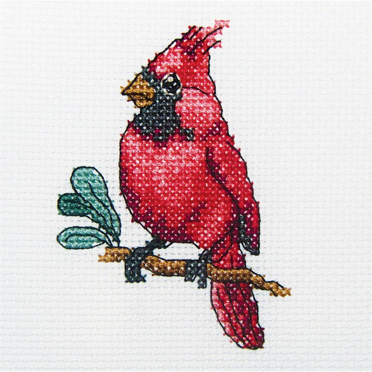 RTO counted Cross Stitch Kit ""Kardinal bird"" H220, 10x10 cm, DIY