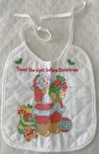 Hand Embroidered "SANTA" Baby Bib - NEW