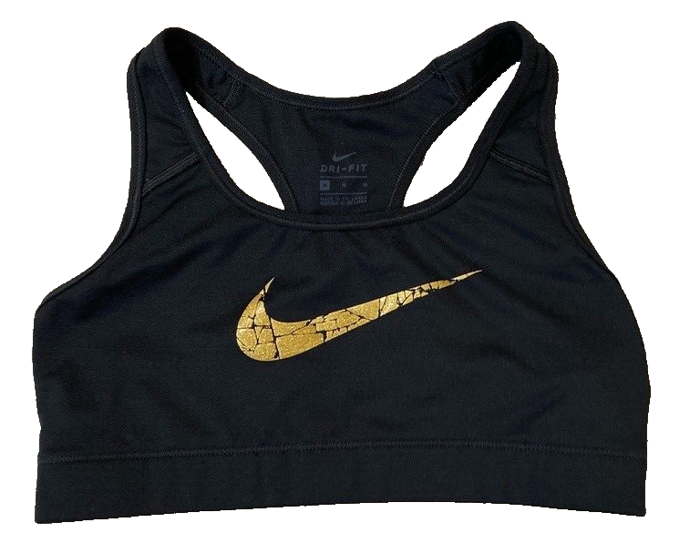 black and gold nike sports bra
