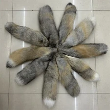 10pcs/50pcs 16" Real Golden Island Fox Fur Tail Keychain Pendant Cosplay Toys