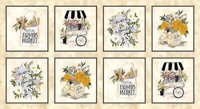 Michael Miller - Flower Market - 43.5'' X 24'' Farmers Market Panel - Cream