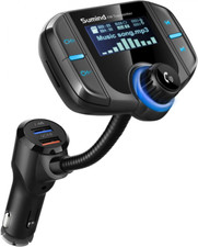  Upgraded Version Bluetooth FM Transmitter, Sumind Wireless Small, Black