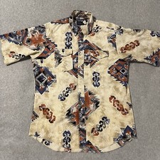 Wrangler Shirt Men 17 Aztec AOP X-Long Tail Single Needle Made In USA Cowboy 90s