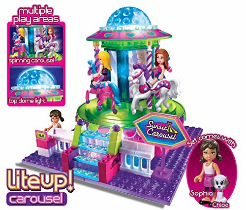 Cra-Z-Art Lite Brix Carousel Building Playset Spins Music Children
