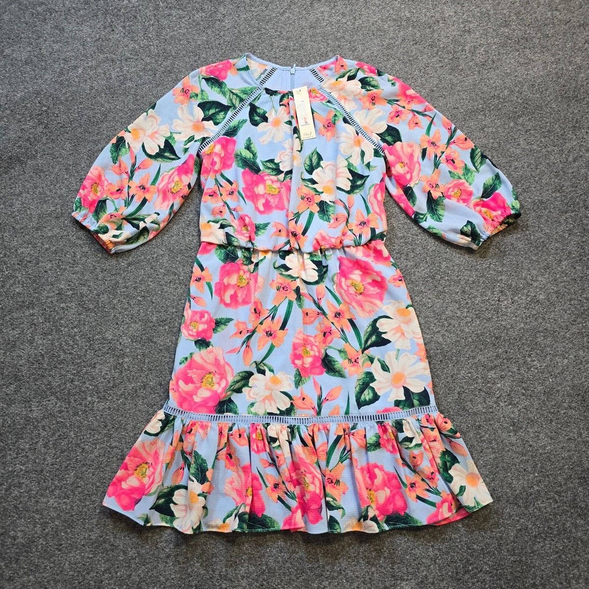 eliza j casual dresses Dress Womens Size 2 Blue Pink Floral Tropical Aloha 3/4 Sleeve Winter dresses Size:us 6 Ivory Dresses Anmytek Modern Black 6-Drawer this dress is sure