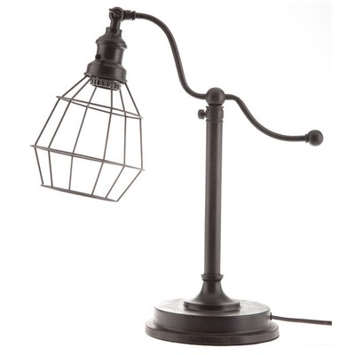 Industrial Table Lamp Distressed Brown Light Antique Vintage Style
