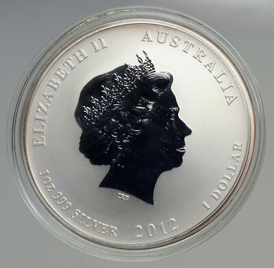 2012 AUSTRALIA UK Queen Elizabeth II Dragon & Phoenix Large Silver