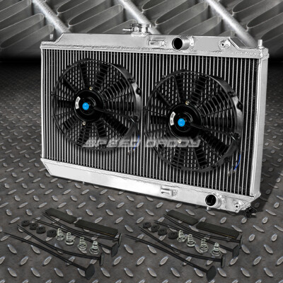 2-ROW ALUMINUM RADIATOR+2X 12''FAN BLACK FOR 90-93 INTEGRA DA9 DB2 B17A1/B18A1