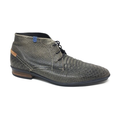 Floris Van Bommel Chukka Boots Shoes Mens Size 7 Gray Distressed Leather Snake