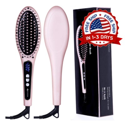Alisador De Pelo Anti Estático Cepillo Plancha Cerámica Rápido Fácil De  Usar NEW | eBay