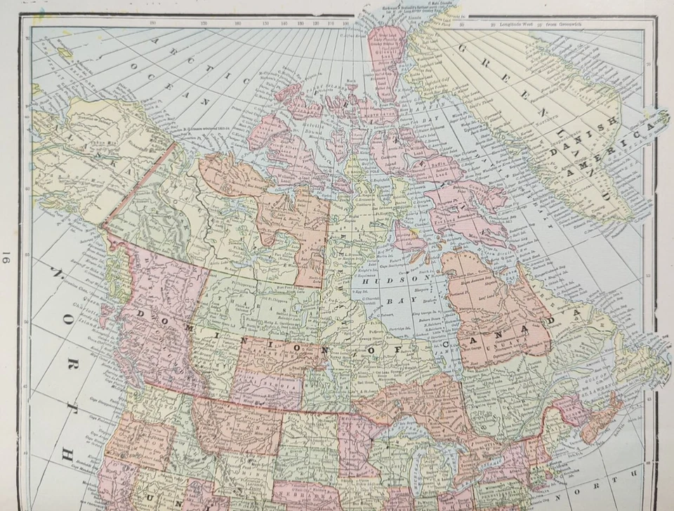Vintage 1903 NORTH AMERICA Map 14"x22 Old Antique Original CANADA MEXICO USA - Image 3 of 4