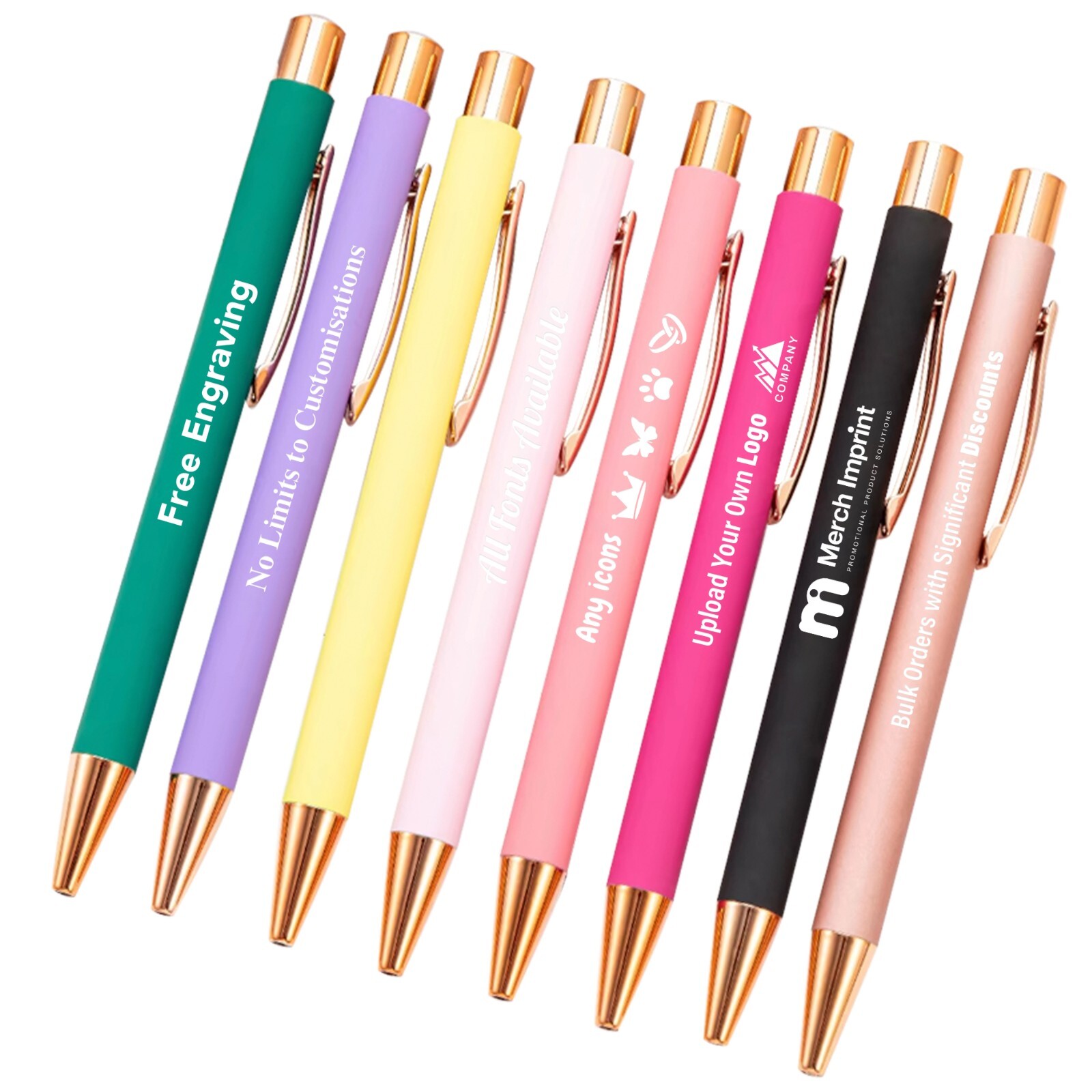 Rose Gold Metal Promotional Pens with Personalised Engraving for Bulk Gifts-image