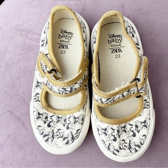 Zapatilla deportiva Zara niños niñas Disney Minnie Mouse gancho y bucle talla 23 EE. UU. 6 Foto 4 de 4