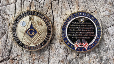 Masonic Challenge Coin with Pledge of Allegiance 