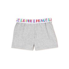 Wonder Nation Girls' Love  Peace Play Shorts, Light Grey Heather XL 14-16 