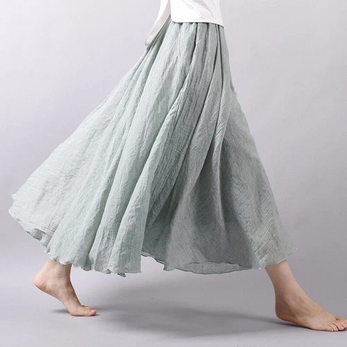 Women Summer Skirt Cotton Blend Long Skirts Elastic Waist Boho Maxi Skirts Size - Picture 27 of 32