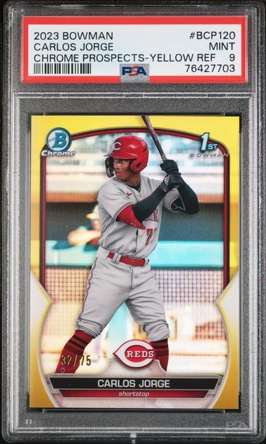Carlos Jorge #BCP-120 2023 Bowman Chrome Yellow Refractors PSA 10 #/75 7697