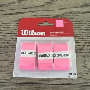 Wilson Pro Overgrip Tennis Racket Grips Pink Pack Of 3 Durable Moisture Absor...