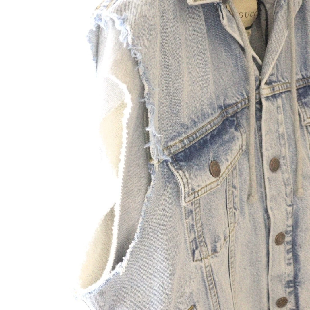 GUCCI 22SS Hollywood Babylon Denim felpa con cappuccio gilet grigio indaco 697042 usa