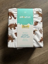 4 pc Pillowfort 100 Cotton Watercolor Dino Dinosaurs Full Sheet Set NIP