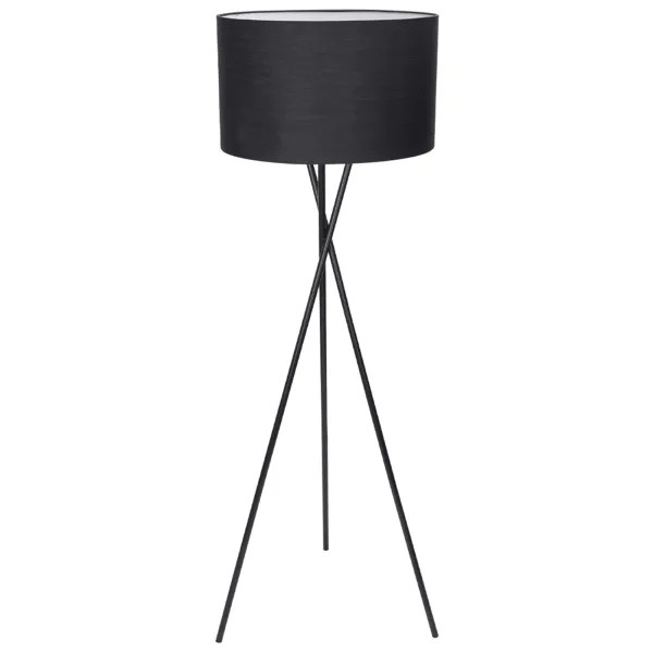 Aigostar Lampada da Terra Treppiede Metallo E27 Paralume Tessuto Nero H145cm IP2