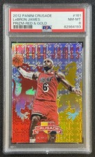 LEBRON JAMES PSA 8 2012 PANINI CRUSADE #161 RED & GOLD PRIZM 2/99 HEAT