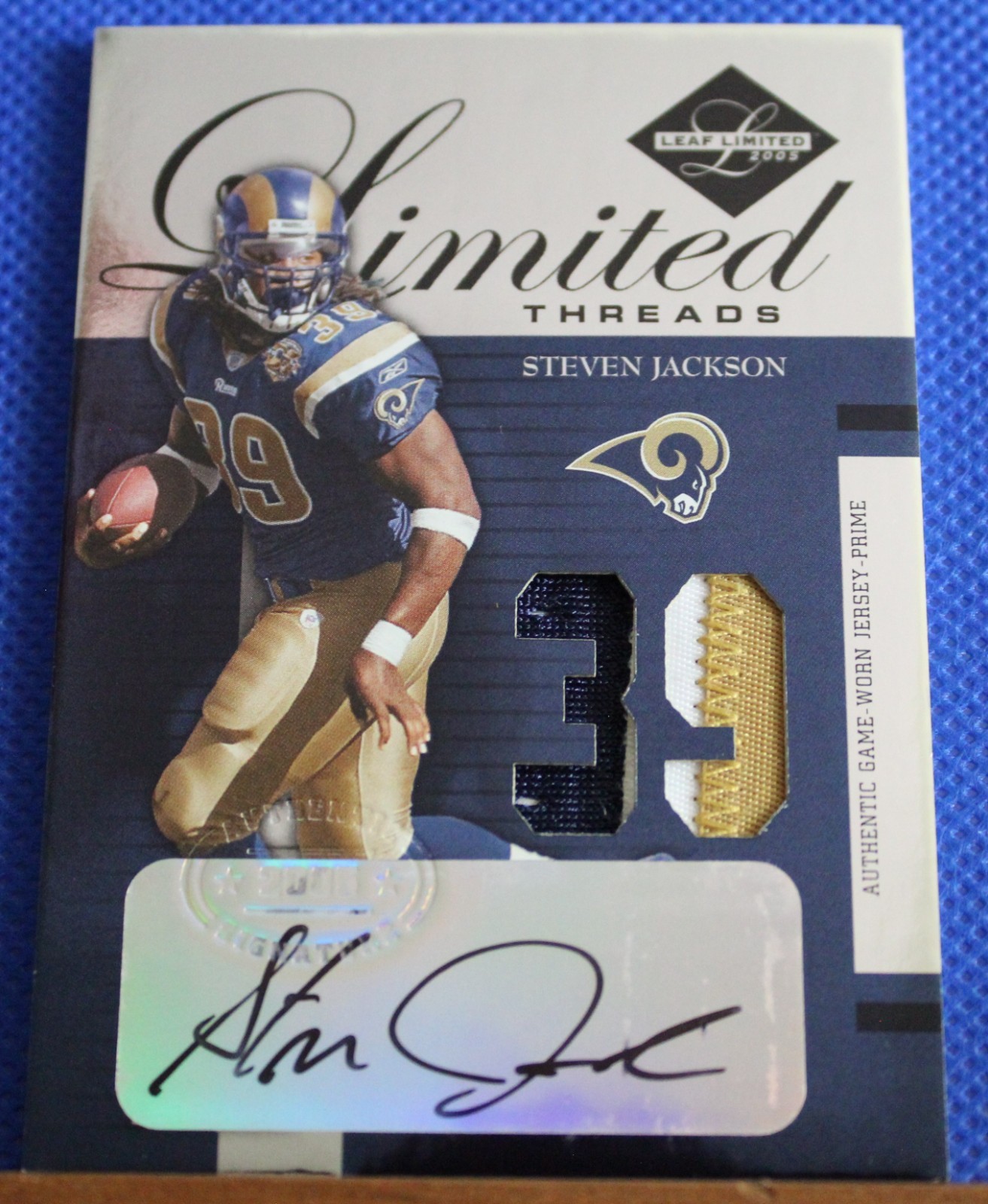 Steven Jackson - 2005 Leaf Limited Threads 27/39 - Jersey PRIME Patch Auto 3 CLR