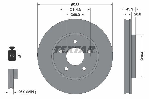 2X Textar Bremsscheibe 92280103 Passend FüR Nissan-image