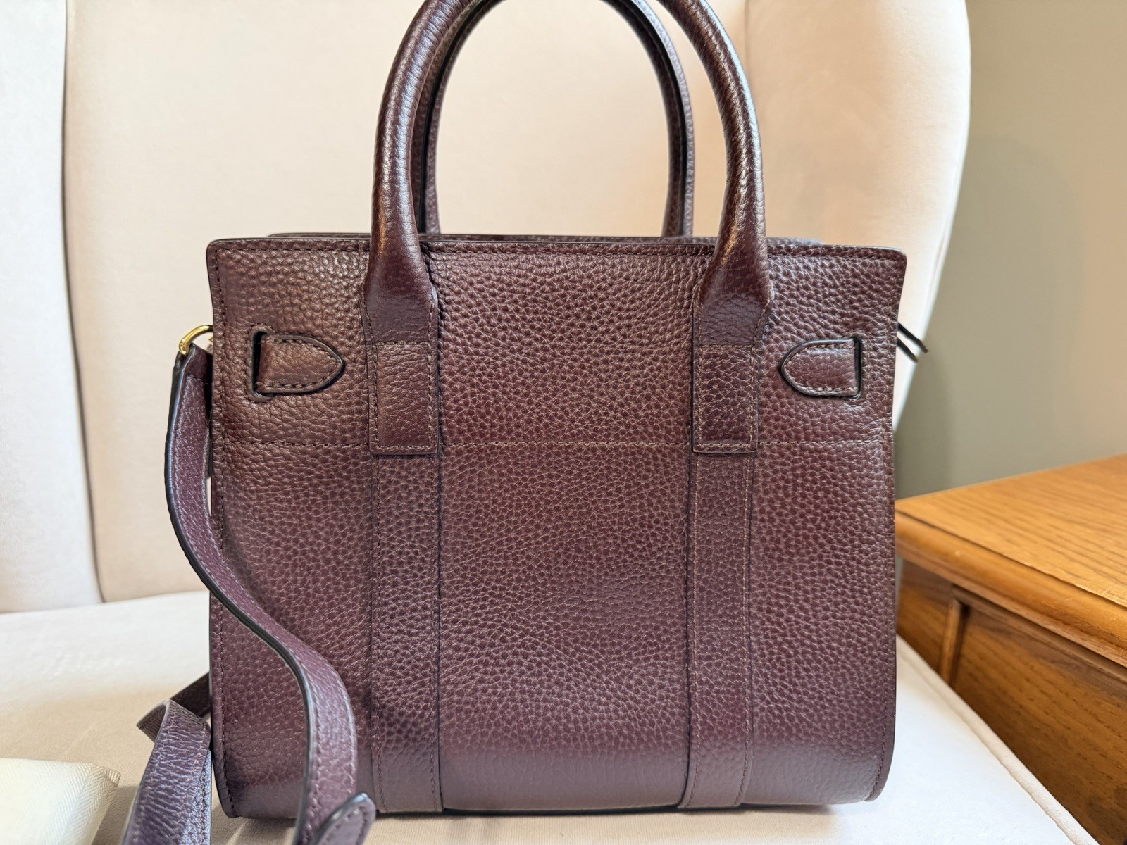 Authentic Mulberry Mini Zippered Bayswater Leather Tote In Oxblood Red image 6