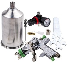 1l Hvlp Spray Gun 2.5mm Auto Paint Gravity Feed Gauge Nozzle Silver W Warranty