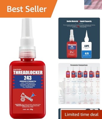Thread Locker Blue - Removable Threadlocker Metal Glue for Nuts, Bolts, Faste...