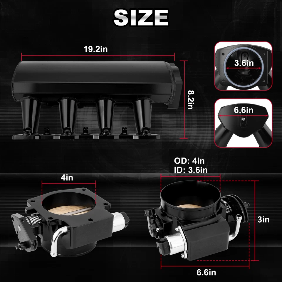 92mm high Intake Manifold LS1 LS2 LS6 4.8L 5.3L 5.7L w/ Fuel Rail Throttle Body - Image 2 of 3